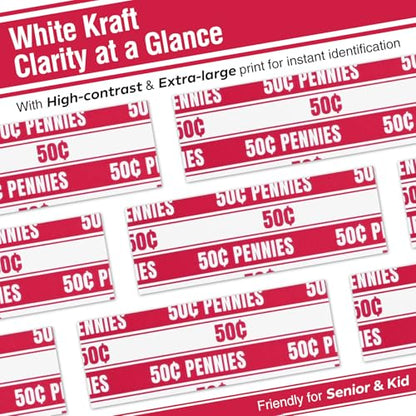 THEBLUETOUCH 100 pcs White Kraft Flat Coin Wrappers for Pennies - size: 100 Penny Only