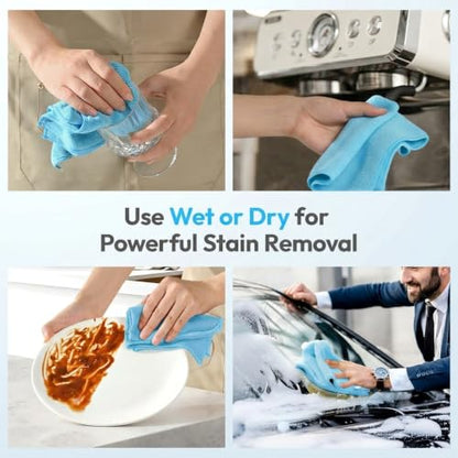 Microfiber Cleaning Cloth 12 Pack, 12 x 12 Inch,Blue - color: Blue
