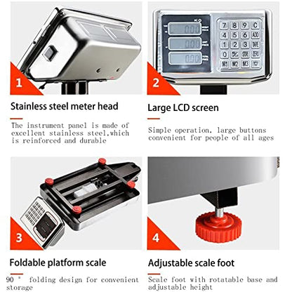 660lb Industrial Platform Scale Floor Weight Computing Postal Scale - color: Black-C