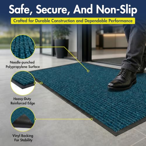 Notrax 109 Industrial Door Mat, 2' x 3' Blue, Made in the USA - color: Slate Blue, size: 2' x 3' (Rectangular)