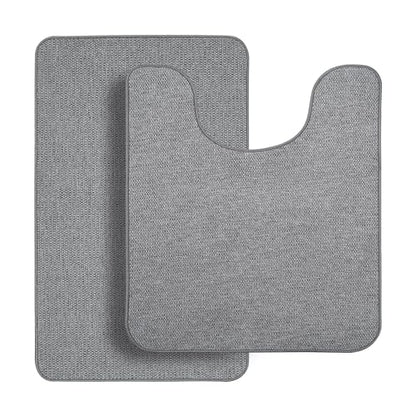 Bosap Bath Mat Set 2 Pieces,Ultra Thin Bathroom Rugs,Rubber Toilet Rugs - color: Grey, size: 1'8"x2"u+1'5"x2'3"(set)
