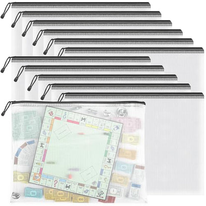 Umriox 12 Pack A3 Mesh Zipper Pouch Bags, Board Game & File Organizer - color: B - Black, size: A3 (16.9x12.4 in)