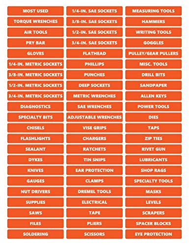 Toolbox Organizational Magnetic Rounded Labels Ultimate Set by DCM Solutions (Burnt Orange, 0.75" H x 4.5" W) - color: Burnt Orange, size: 0.75"H x 4.5"W