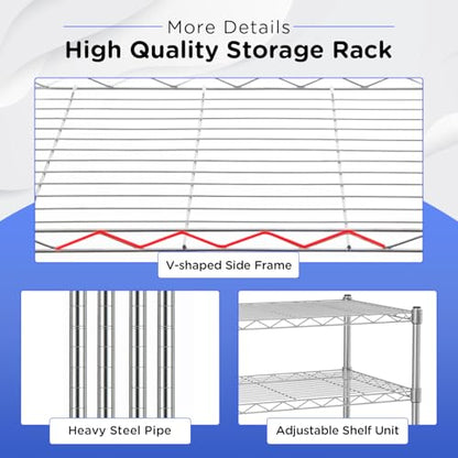 FDW | 3-Tier Wire Shelf | 23" x 13" x 30" | Chrome - color: Chrome, size: 3-Shelf No Wheels