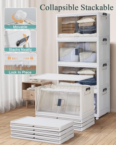 OlarHike 97QT Storage Bins with Lids for Closet, Office, Shelves, 4 Pack - size: 97QT-White