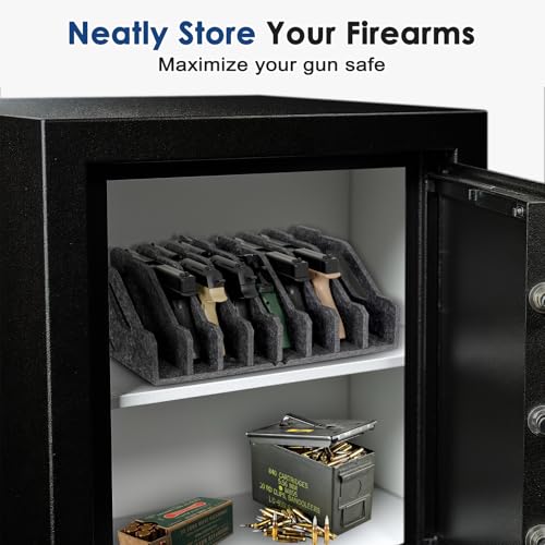 Pistol Rack for Gun Safe, Soft Felt, Handgun Rack, Revolver Firearm Holder - color: 8 Slots