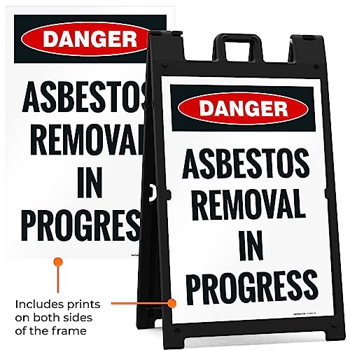 OSHA Danger Asbestos Removal in Progress Sidewalk Sign Kit, - size: 24x36 Inches, style: A-frame + 2 Panel Kit