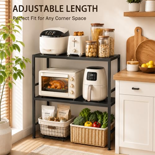 Expandable Metal Storage Shelves, Adjustable Kitchen Shelving Unit Rack - size: 2 Tiers：11.8"D x 28.3"W x 30.9"H