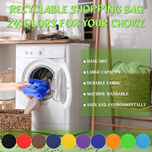 Eccliy 24 Pcs Reusable Grocery Bags Shopping Bags Foldable, Solid Style - style: Solid Style