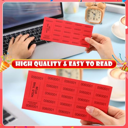 Kosiz 1000 Sheets 20 Bid Raffle Ticket Numbers Auction Tickets for Events & Church (Red) - color: Red, size: 20 Bid
