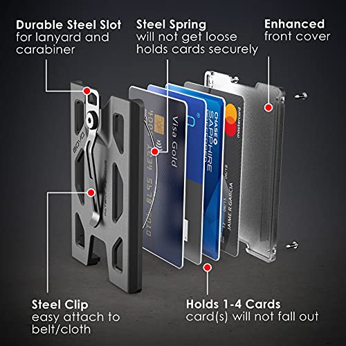 GOVO T4 Badge Holder/Wallet - Durable Polycarbonate ID/Credit Holder with Metal Clip and 4 Cards Slot (Holds 1to 4 Cards) Black - color: Black