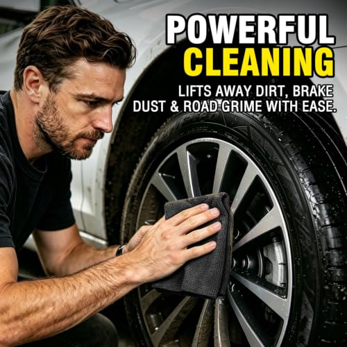Shop Towels, 100 Pack 11.5"x 11.5" Microfiber Cleaning Cloth - color: Black