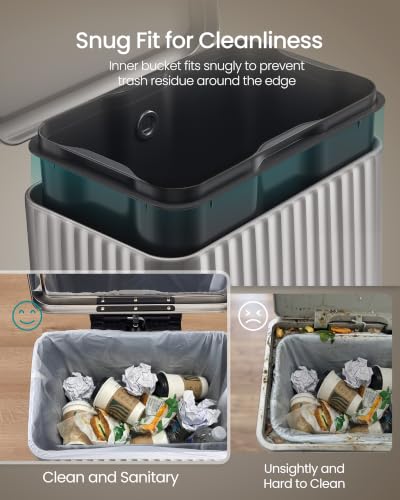 SONGMICS Trash Can, 8 Gallon (30 L), Stainless Steel, with Lid, Pedal - color: Metallic Silver, size: 8 Gallon