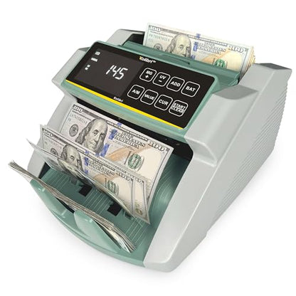 KOLIBRI Money Counter Machine I UV/MG I Set Value Count I LCD Display I Business Grade I Dollar, Euro I Advanced UV/MG/IR/DD/HLF Detection I 1,500 Notes/Min I 1-Year Warranty I KOLIBRI UV/MG - color: White/Green (Kolibri Uv/Mg)