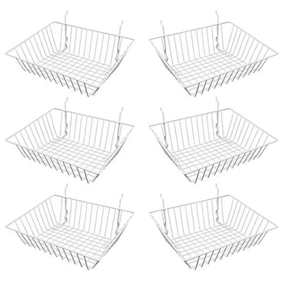Econoco Multi-Fit Sloping Wire Baskets, Set of 6, White - color: White Finish