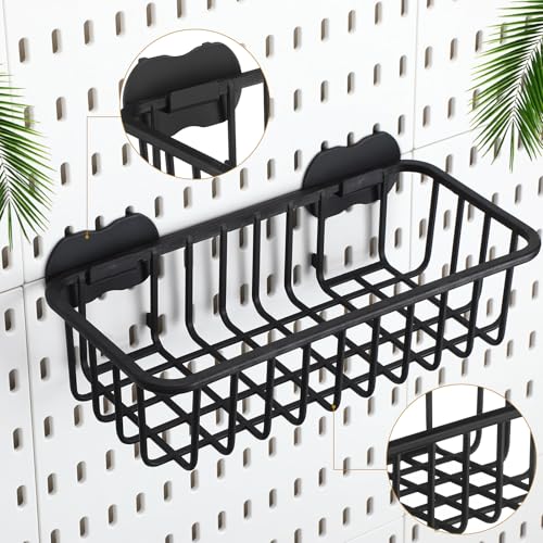 Maxdot 4 Pcs Pegboard Baskets with Hook, Compatible with IKEA Skadis, Black