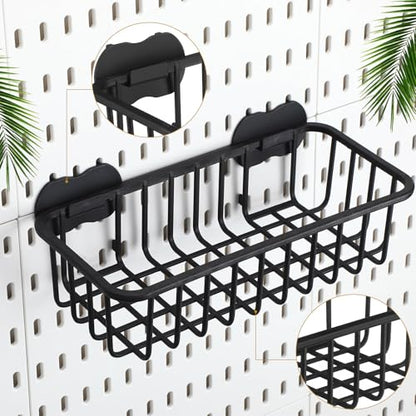 Maxdot 4 Pcs Pegboard Baskets with Hook, Compatible with IKEA Skadis, Black