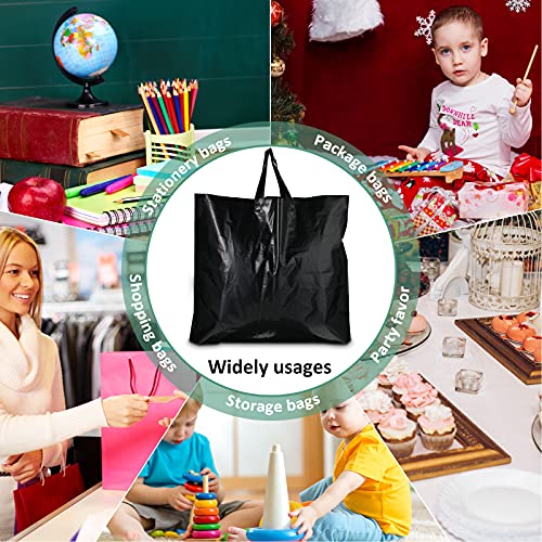 Zonon 80 Pcs 18"x14" Black Plastic Shopping Bags with Handles, 3.3 Mil Thick Boutique Shopping Bags Heavy Duty Package for Merchandise Retail Clothing Hoodies Grocery Store
