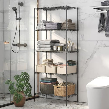 BestOffice | 5-Tier Wire Shelf | 14" x 24" x 60" | Black - color: Black, size: 14"D x 24"W x 60"H（Adjustable）