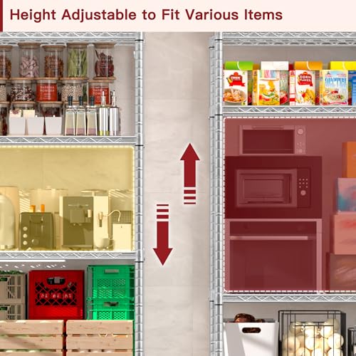 PrimeZone Wire Shelving 5 Tier Slim Steel Storage Metal Shelves with Wheels - size: 24" W x 18" D x 75" H
