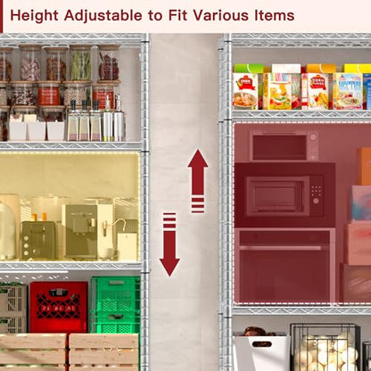 PrimeZone Wire Shelving 5 Tier Slim Steel Storage Metal Shelves with Wheels - size: 24" W x 18" D x 75" H