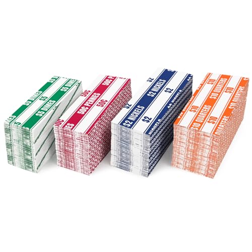 THEBLUETOUCH 400 pcs Assorted White Kraft Flat Coin Wrappers - size: 400 Assorted