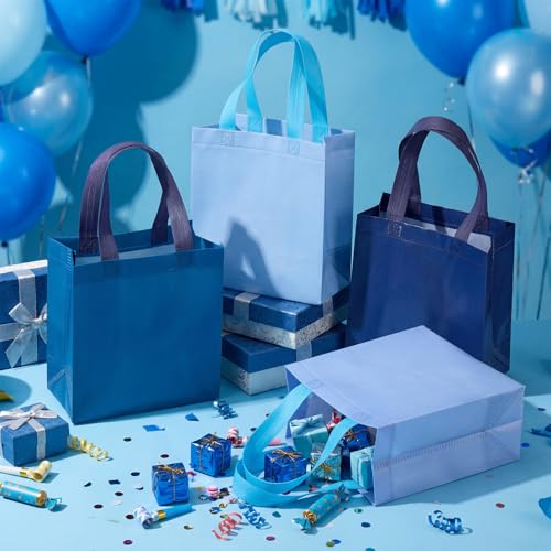 Sweetude 16 Pcs Blue Gift Bags, Reusable Non-woven Tote with Handles - color: Blue