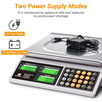 Price Computing Scale 66lb Digital Commercial Produce Scale - color: Stainless Steel Scale Pan-Large Size