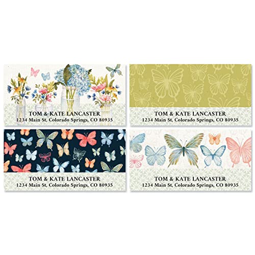 Colorful Images Jar Florals Butterflies Return Address Mailing Labels, Personalize with Name & Addresses, Set of 144 Self Adhesive, Easy Peel Flat Label Sheets, 1-1/8" x 2-1/4", 4 Designs - color: Mason Jar Floral
