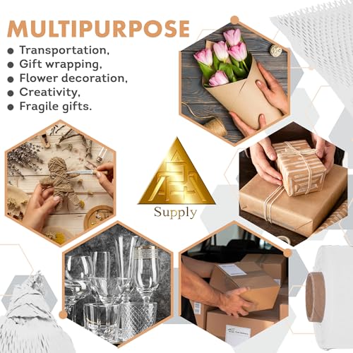 APQ Supply Honeycomb Packing Paper White, 15 Inch x 100 Feet, Clean Retail Packaging for Boutiques, E-Commerce Sellers, and Shipping Departments - style: White / Pack of 1