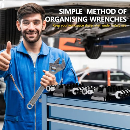 WAENLIR 48 Tool Magnetic Modular Wrench Organizer Set-Tool Drawer Storage Rack with Metric&SAE Labels, Wrench Holder with Magnet, Gift for Men, father, boyfriend, DIYers & Mechanics (Red) - color: Red