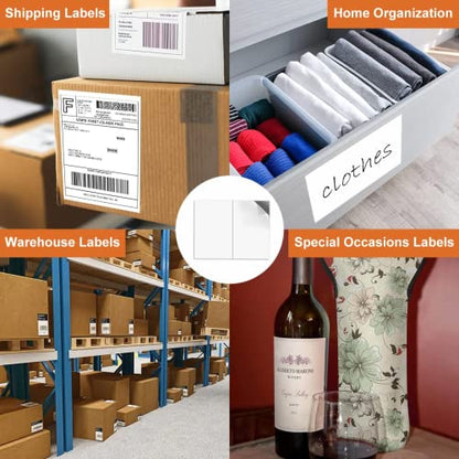 BESTEASY 1000 Half Sheet Self Adhesive Shipping Labels, Laser/Ink Jet White Blank Shipping Labels 8.5" x 5.5" Address Labels (500 Sheet Total 1000 Labels) - size: 500 sheets, style: 2 up-8.5"x5.5"