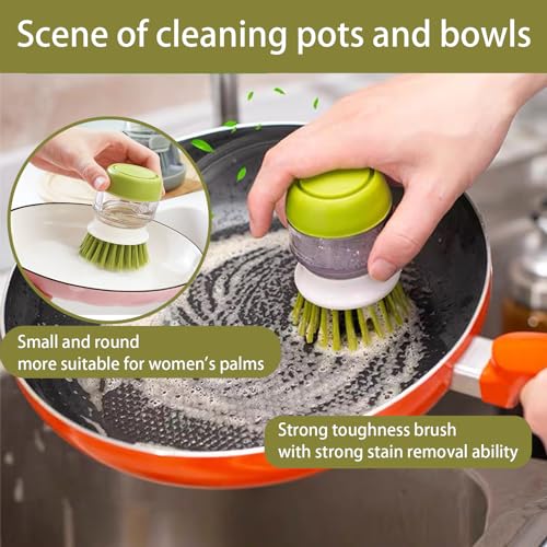 Soap Dispenser with Dish Brush and Storage Bracket, Easy to Clean Kitchen Utensils and Sink, Gray - color: Gray