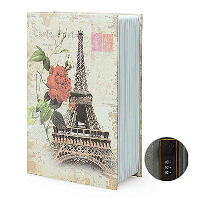 Small Sized Diversion Book Safe Storage Box, Dictionary Secret Safe Can with Security Combination Lock, Diversion Book Hidden Safe (Combination, Paris) - style: Paris-Combination