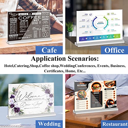 Acrylic Sign Holder 8.5 x 5.5, 8 Pack Double-Sided Standup Table Top Clear Sign Holders, T Shape Horizontal Plastic Acrylic Picture Frame Menu Flyer Paper Holder Display Stands for Office Store Wedding - size: 8 Pack 8.5x5.5''