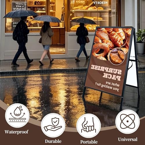 4 Pcs 24 x 36 Inch A Frame Sidewalk Signs, Double-Sided Sandwich Boards