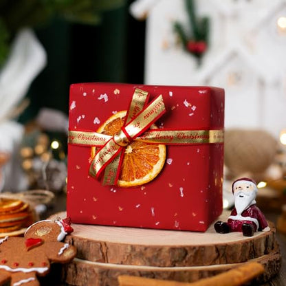 MAYPLUSS Gift Wrapping Paper Roll - 17Inch x 16.5Feet - Elegant Red Gold Foil Design Shiny Flakes Silky Touch Thick Matte Gift Wrap Paper for Christmas, Wedding, Birthday, Holiday,Celebrations - color: Flake Red