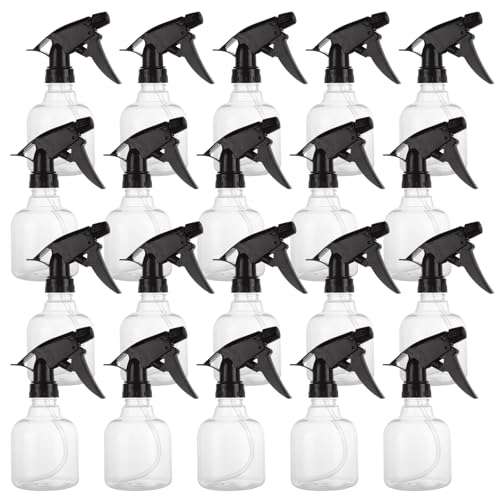 20 Pack 8 Oz Plastic Spray Bottle with Black Trigger Sprayers, Empty Refillable Spray Bottles with Adjustable Head Sprayer for Cleaning, Hair, Plant & Kitchen Use