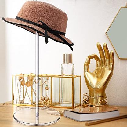 Yookeer 2 Set 16 Inch Clear Acrylic Hat Stands and Wig Display Rack Stands for Multiple Hats Display Tabletop Baseball Caps Watch Tabletop (Round Bottom) - color: 16 Inch in Height, style: Round Bottom