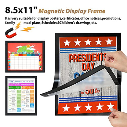 8.5"x 11"Magnetic Sign Holder, Double Sided Window Self-adhesive Frame, Transparent PVC and Strong Magnetic Display Frame for Home/Office/Poster/Certificate/Artwork Display(Black,10Pack)