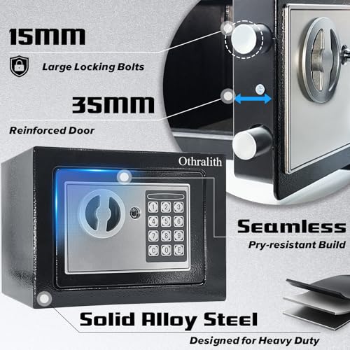 Small Safe Box for Money, Mini Money Safe for Home (Black)