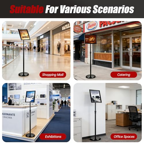 1Pack Sign Holder Stand-8.5x11 inch，Adjustable Sign Stands For Display，Heavy Duty Floor Standing Sign Holder Stand Aluminum for Retail Store，Museum，Volunteer Cctivities（Black） - size: 8.5*11inches（1Pack）