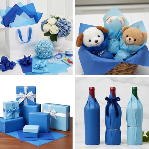 500 Sheets Blue Tissue Paper Bulk 20 x 30 Inch for Homecoming Gift Bags - color: Blue Series, size: 20 x 30 Inch