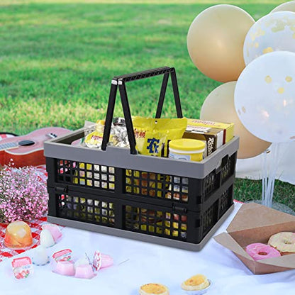 2-Pack 15 L Plastic Collapsible Shopping Basket with Handle
