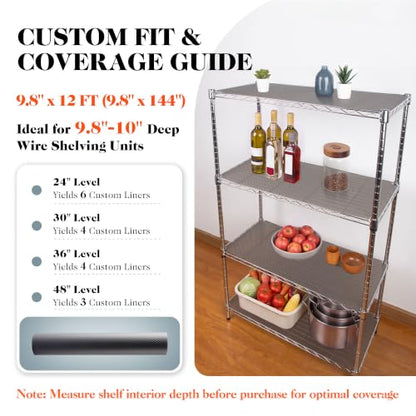 FLPMIX Wire Shelf Liner for Pantry: 1.2mm Thick Standard Size 9.8"W x 144"L - size: 9.8"W x 144"L