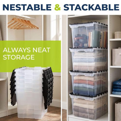 12 Gallon Clear Storage Tote with Flip Lid, Standard Duty, Pack of 4 - style: Pack of 4