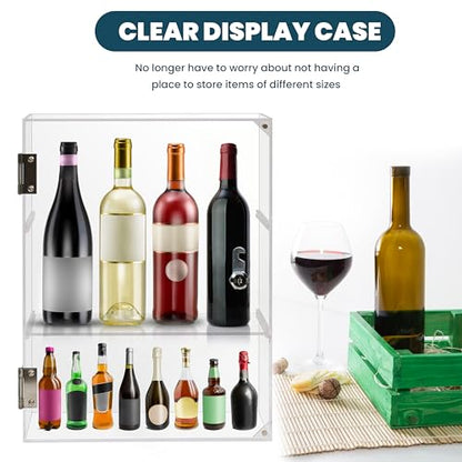 Locking Display Case, Acrylic Display Case with Lock Key, Clear Countertop Display case with Shelves(11.8x5.9x15.7 inch, 4.9‑11in Adjustable Shelf Clearance) - size: Adjustable 4.9‑11in Shelf Clearance