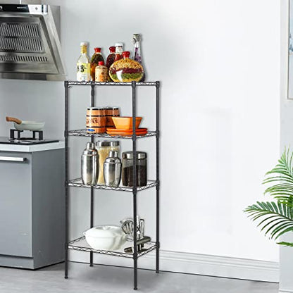 FDW | 4-Tier Wire Shelf | 18" x 12" x 44" | Black - color: Black, size: 18×12×44