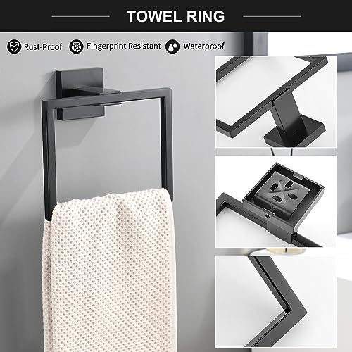 TQKAG 6-Piece Towel Bar Set, 23.6 Inch Bathroom Hardware Set, Matte Black - color: Matte Black, size: 6-Pieces Set-A