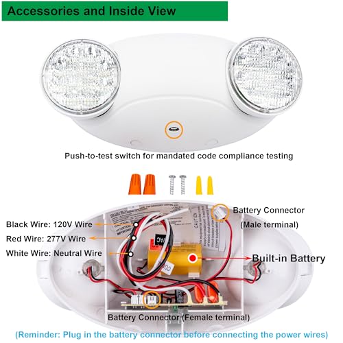 LIT-PaTH LED Emergency Light for Business, Battery Backup, 6 Pack - size: 6-Pack
